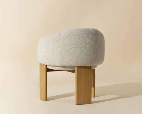 Sunpan Trine Dining Armchair - Luxurious Dove Cream Upholstery With Rustic Oak Base For Stylish Comfort Taupe Fabric 111747