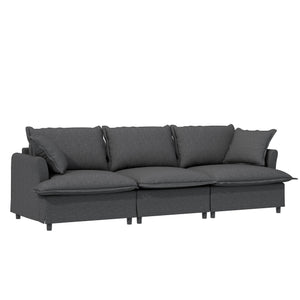 English Elm [New+Video] 3 Seat Modular Sofa 94"x35" Chenille Cloud Couch with Skirted Design, Petal Arms, Pillows Gray N723S4059E