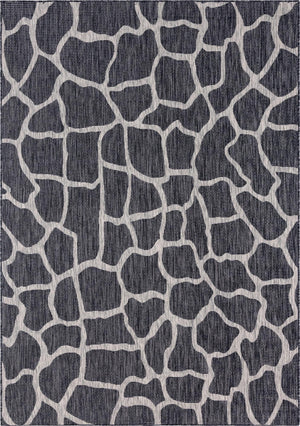 Unique Loom Outdoor Safari Giraffe Machine Made Animal Print Rug Charcoal Gray, Gray 7' 1" x 10' 0"