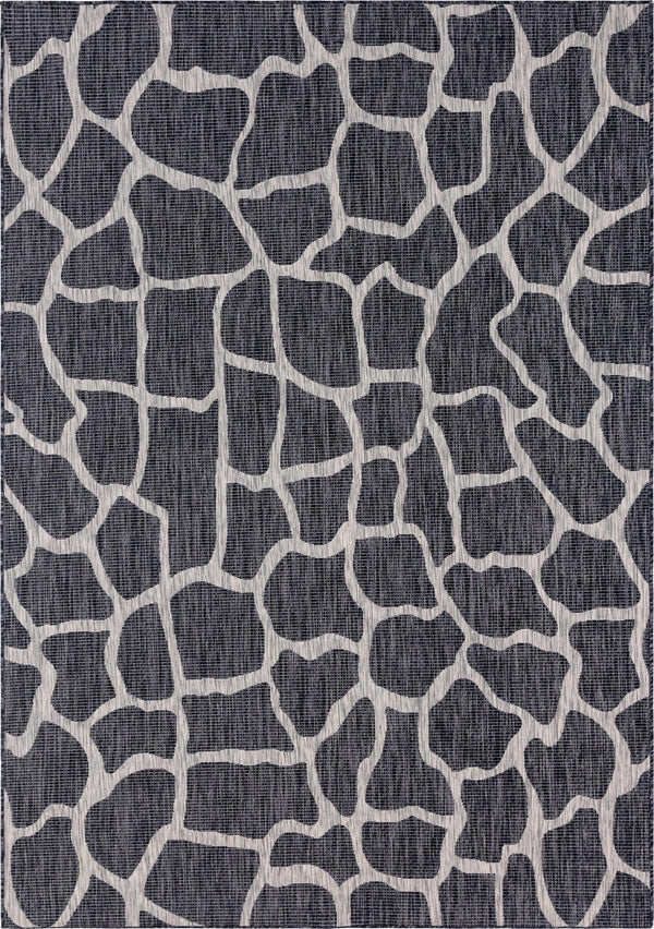 Unique Loom Outdoor Safari Giraffe Machine Made Animal Print Rug Charcoal Gray, Gray 7' 1" x 10' 0"