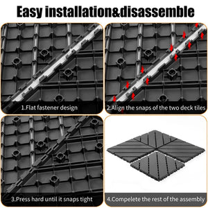 English Elm Plastic Interlocking Patio Tiles Waterproof Pp Grid for Pool Decks and Balconies 44 Pack W3022P251841