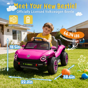 English Elm 12v Licensed Volkswagen Beetle Ride on Car with Remote Control and Suspension for Kids Pink W1578P416240