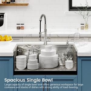 English Elm Stainless Steel Single Bowl Overmount Kitchen Sink with Cutting Board and Colander T3177P296186