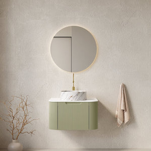 English Elm Dina 24" Modern Bathroom Vanity With Curved Edges, Light Green Storage, Pre-Assembled Sink & Drawer W2615S00503