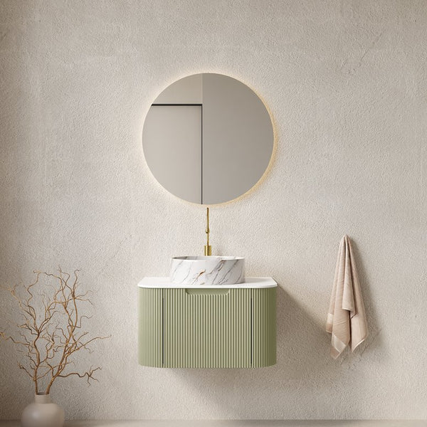 English Elm Dina 24" Modern Bathroom Vanity With Curved Edges, Light Green Storage, Pre-Assembled Sink & Drawer W2615S00503