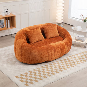 English Elm Bean Bean Bag Sofa High-Density Memory Foam Two-Seater Lounger High Back Chenille Cozy Support Orange W395P181437