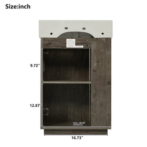 English Elm [video]21.6" Freestanding Bathroom Vanity Ceramic Sink Wavy Door Mdf Cabinet Small Bath Dark Grey N729P285503G