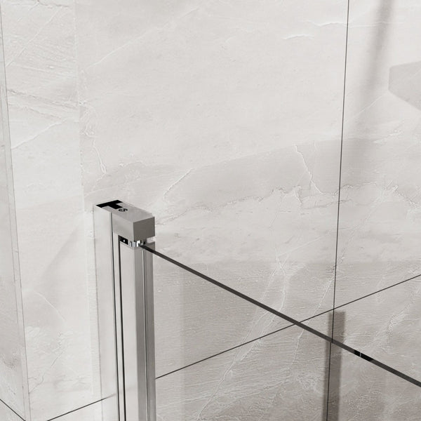 English Elm Goodyo Bifold Frameless Tempered Glass Shower Door Pivot Swing Panel Adjustable Width Chrome D163147915
