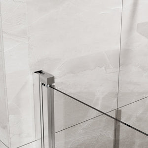 English Elm Goodyo 34"X72" Space-Saving Bifold Frameless Glass Shower Door & White Acrylic Base Combo Set W1223S00020