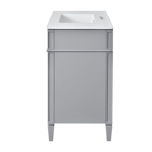 English Elm 36'' Modern Bathroom Vanity With Medicine Cabinet, Soft-Close Doors, 4 Drawers & Ceramic Sink Set SW000134AAE-1