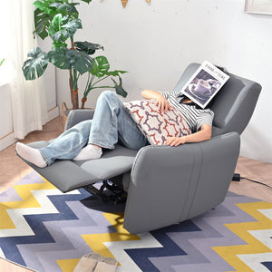 English Elm Wall Zero Wall Power Recliner Chair with Overstuffed Backrest, USB Type-C Charging Port, Space-Saving Electric Recliner for Small Rooms Blue Gray W1028S00036