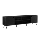 Noah 70" Mid-Century Modern TV Stand - Sleek Black Storage Console with Adjustable Shelves & Cubbies