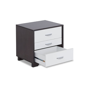 English Elm Two-tone Modern Nightstand with 3 Smooth-Glide Drawers, Space-Saving End Table for Bedroom Black,White B016P253974