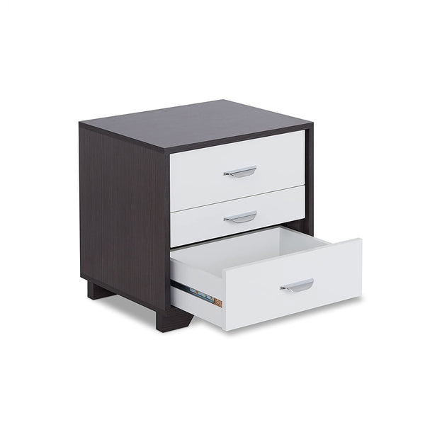 English Elm Two-tone Modern Nightstand with 3 Smooth-Glide Drawers, Space-Saving End Table for Bedroom Black,White B016P253974