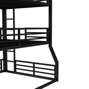 English Elm Full/Full Xl Metal Triple Bunk Bed With Safety Guardrails, Noise-Reduced Design, Black - Perfect For Space-Saving Solutions! W1580S00174