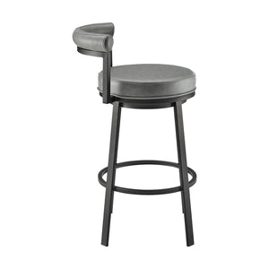 English Elm Reuben Swivel Counterstool with Faux Leather Seat and Industrial Black Metal Frame Gray B2736P464847