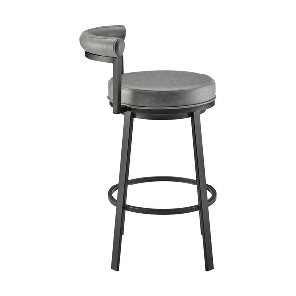 English Elm Reuben Swivel Counterstool with Faux Leather Seat and Industrial Black Metal Frame Gray B2736P464847