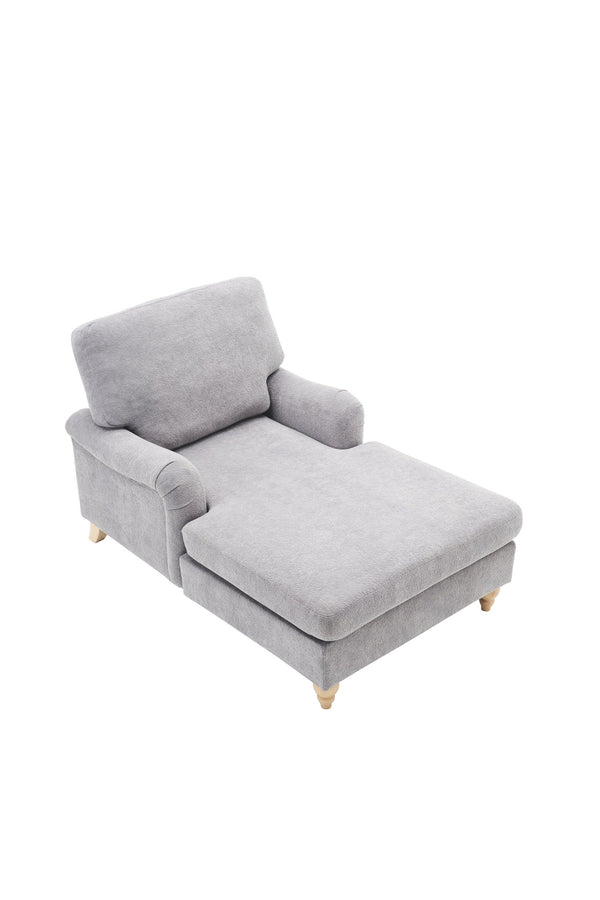 English Elm Modern Mid-Century Oversized Chaise Lounger Sofa Bed with Solid Wood Legs, Deep Seat Comfort Sleeper Grey W2363S00070