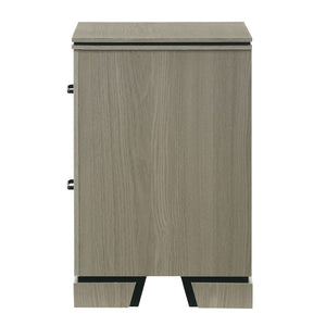 English Elm Modern Weathered Gray Nightstand with 2 Dovetail Drawers, Poplar & Metal Build, Smooth Glides, 22x16x24 in Durable Bedside Cabinet B2741P404887