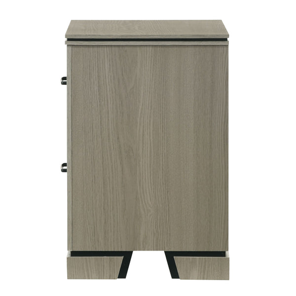 English Elm Modern Weathered Gray Nightstand with 2 Dovetail Drawers, Poplar & Metal Build, Smooth Glides, 22x16x24 in Durable Bedside Cabinet B2741P404887