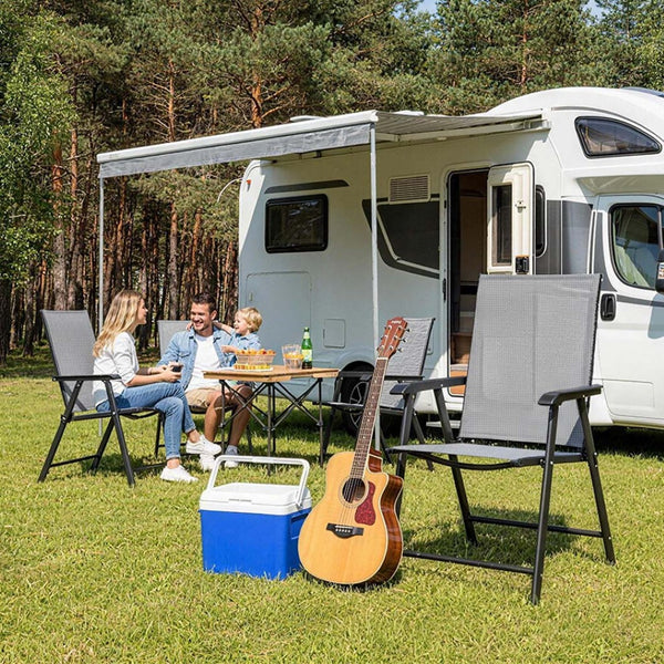 English Elm Outdoor Stackable Folding Chairs Set Ergonomic Mesh Back Steel Frame Patio Seating Gray W5159P445934