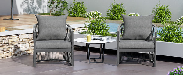 English Elm Christopher Knight Home® - [Set Of 2] Modern Gray Lounge Chairs With Curved Aluminum Frame & Cushions For Stylish Comfort Outdoors N767P237033G_2