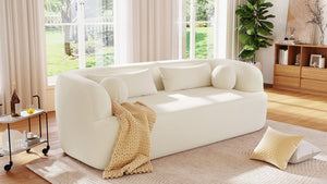 English Elm [new]86" Chenille Cloud Sofa Curved Legless 3-seater with Pocket Springs for Living Room Beige N723P404465A