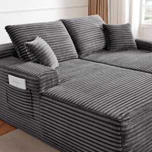 English Elm 75"cloud Double Chaise Sectional Plush Fabric Sofa Deep Seat Modern Living Room W3975S00058