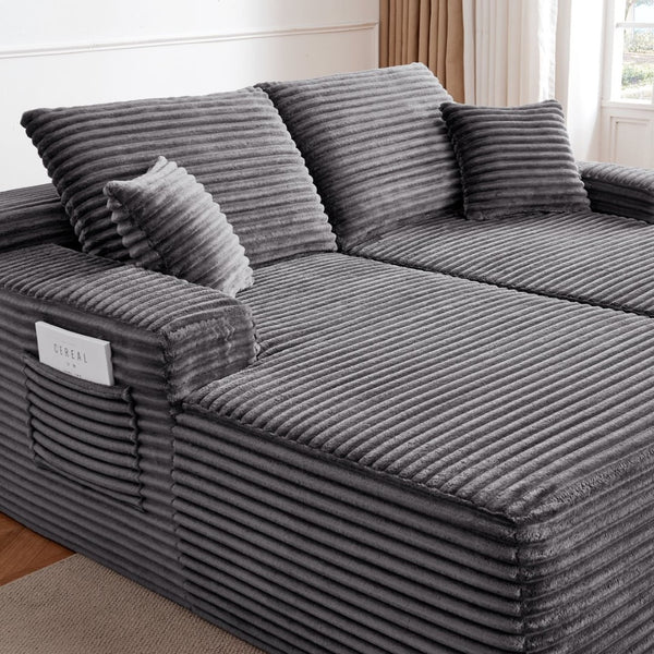 English Elm 75"cloud Double Chaise Sectional Plush Fabric Sofa Deep Seat Modern Living Room W3975S00058