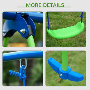 English Elm Outsunny Heavy Duty Metal A-frame Swing Set with Glider for Backyard Play W2225P229623