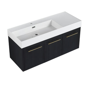 English Elm 48 Inch Wall-Mounted Bathroom Vanity With Sleek Resin Sink, Soft-Close Cabinet, Space-Saving Design W999S00263