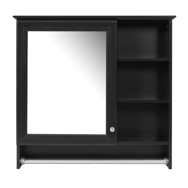 English Elm 30 Inch Wall Mount Mirror Cabinet Mdf Storage with Soft Close Hinges Bathroom Vanity Black N710P186086B