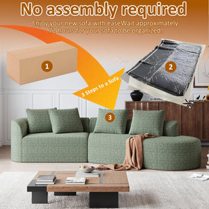 English Elm Modern Oversized Sectional Sofa - 112-Inch Chenille Cloud Couch With Deep Seats & 4 Pillows, No Assembly W834P323322