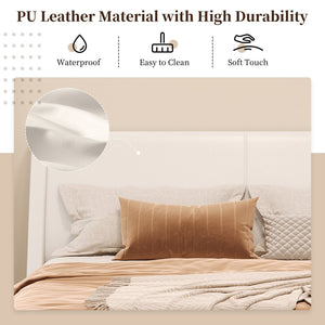 English Elm Queen Pu Leather Platform Bed Sculptural Wave Base Floating Silhouette Modern Bedroom White N761S0000032W