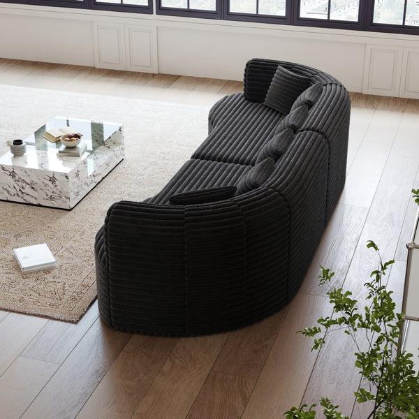 English Elm Curved Chenille Sectional Sofa Oversized Four Seat Cloud Foam Living Room Lounge W3505P355588