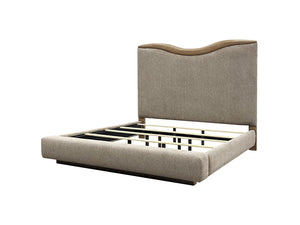 English Elm Upholstered Plush Queen Bed with Padded Headboard and Platform Base, 100% Polyester Luxury Finish Beige 88.25 L x 58.25 W x 8.25 H B2699S00102