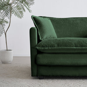 English Elm Comfy Deep Single Seat Sofa Chair in Green Chenille Upholstered Reading Armchair with Toss Pillow, Modular Comfort and Solid Wood Frame W714S00449