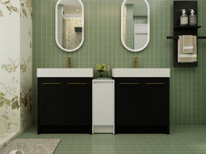 English Elm 72 Inch Freestanding Bathroom Vanity Set With Resin Sink, Storage Cabinets & Soft-Close Doors W999S00300