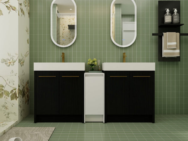 English Elm 72 Inch Freestanding Bathroom Vanity Set With Resin Sink, Storage Cabinets & Soft-Close Doors W999S00300