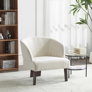 English Elm Christopher Knight Home® - Modern Accent Chair with Curved Round Back and Wooden Legs — Mid-Century Comfort, Compact & Durable Beige N767P266888E