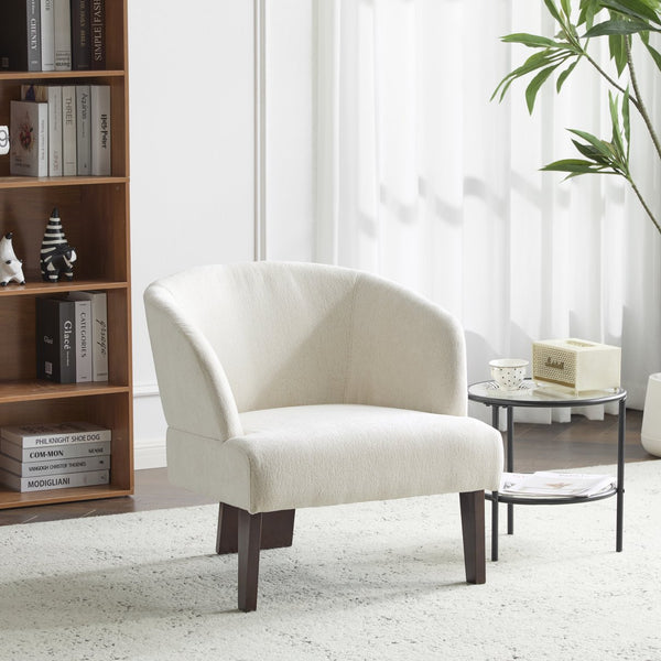 English Elm Christopher Knight Home® - Modern Accent Chair with Curved Round Back and Wooden Legs — Mid-Century Comfort, Compact & Durable Beige N767P266888E