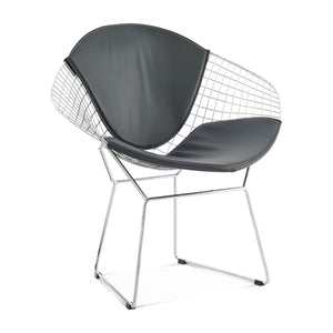 English Elm Diamond Chair Chrome Frame - Handwired Steel Diamond Design, PU Seat, 28x22x27, Chrome Finish B353P375976