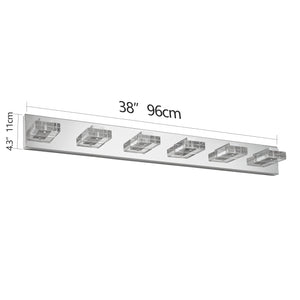 English Elm 38" Modern 6-Light LED Vanity Light with Square Acrylic Shades, Moisture-Proof Wall Fixture for Bathroom Mirror Chrome W2312P374928