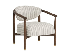 Sunpan SIGRID Lounge Chair - Elegant Antique Brown with Striped Upholstery for Timeless Comfort and Style 112740