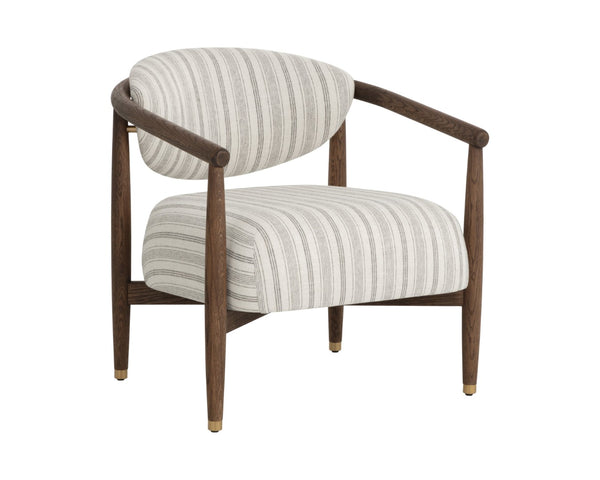Sunpan SIGRID Lounge Chair - Elegant Antique Brown with Striped Upholstery for Timeless Comfort and Style 112740