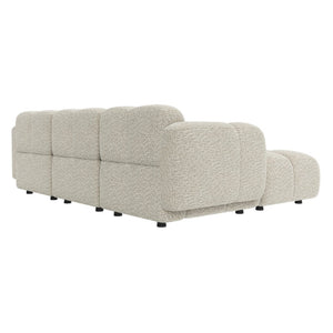 English Elm Beige Boucle L-shaped Sectional with Sculptural Cushion Blocks and Movable Ottoman Beige N758T404142A