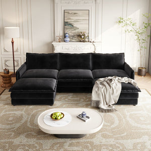English Elm Corduroy 3-Seater Oversized Cloud Couch With Movable Footrests For Ultimate Comfort & Flexibility W834S00428