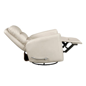 English Elm Glider Swivel Recliner Chair with Smooth Gliding Motion, Breathable Faux Leather, Luxurious Comfort and Space-Saving Design Beige 34 L x 31 W x 26.5 H B011P287699