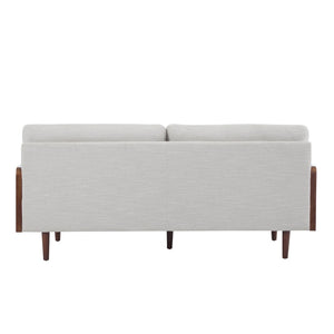 English Elm Mid-century Modern Compact Sofa with Plush Cushions and Rounded Wood Legs for Living Rooms Beige N771P205110M