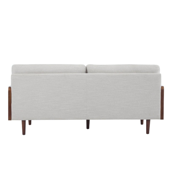 English Elm Mid-century Modern Compact Sofa with Plush Cushions and Rounded Wood Legs for Living Rooms Beige N771P205110M